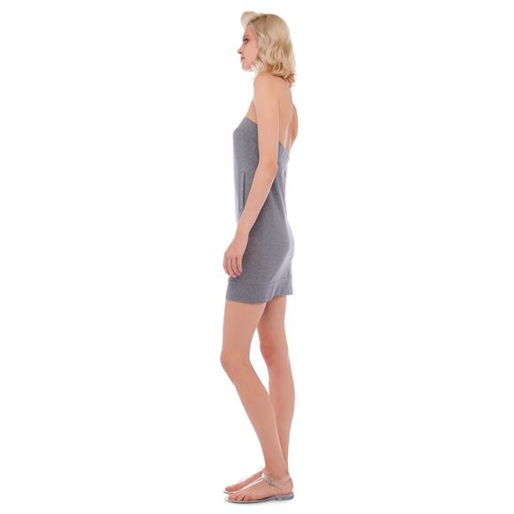 Norma Kamali Gray Strapless Tailored Terry Mini Dress Size Small - Picture 2 of 12